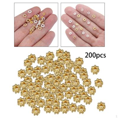 200Pcs Daisy Flower Spacer Beads DIY Metal Floral Loose for Jewelry Making,