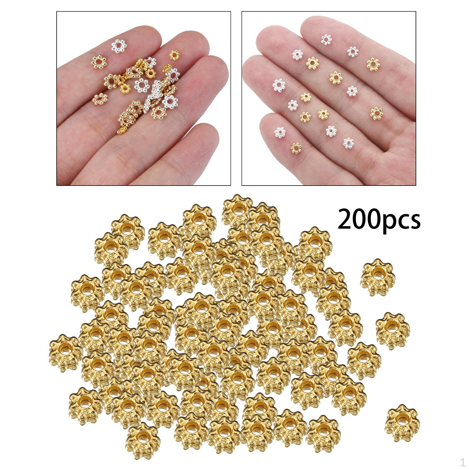 

200Pcs Daisy Flower Spacer Beads DIY Metal Floral Loose for Jewelry Making,
