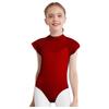 Girls Lace Cap Sleeves Dance Leotard Sheer Mesh Patchwork Cutout Bodysuit for Ballet Practice Exam