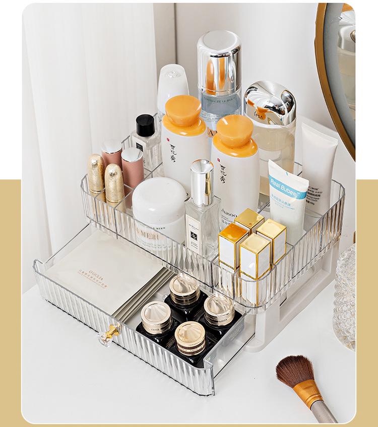 Clear Cosmetic Organizer: Drawer-Style Makeup Box for Desktop and Dorm Room