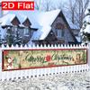 Merry Christmas Fence Banner, Santa Claus Snowman Reindeer Theme, Polyester Outdoor Lawn Wall Party Decoration