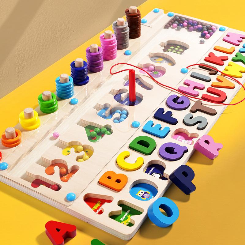 Children's Magnetic Alphanumeric Color Classification Labyrinth Logarithmic Board Baby Color Counting Board Walking Beads Educational Toys