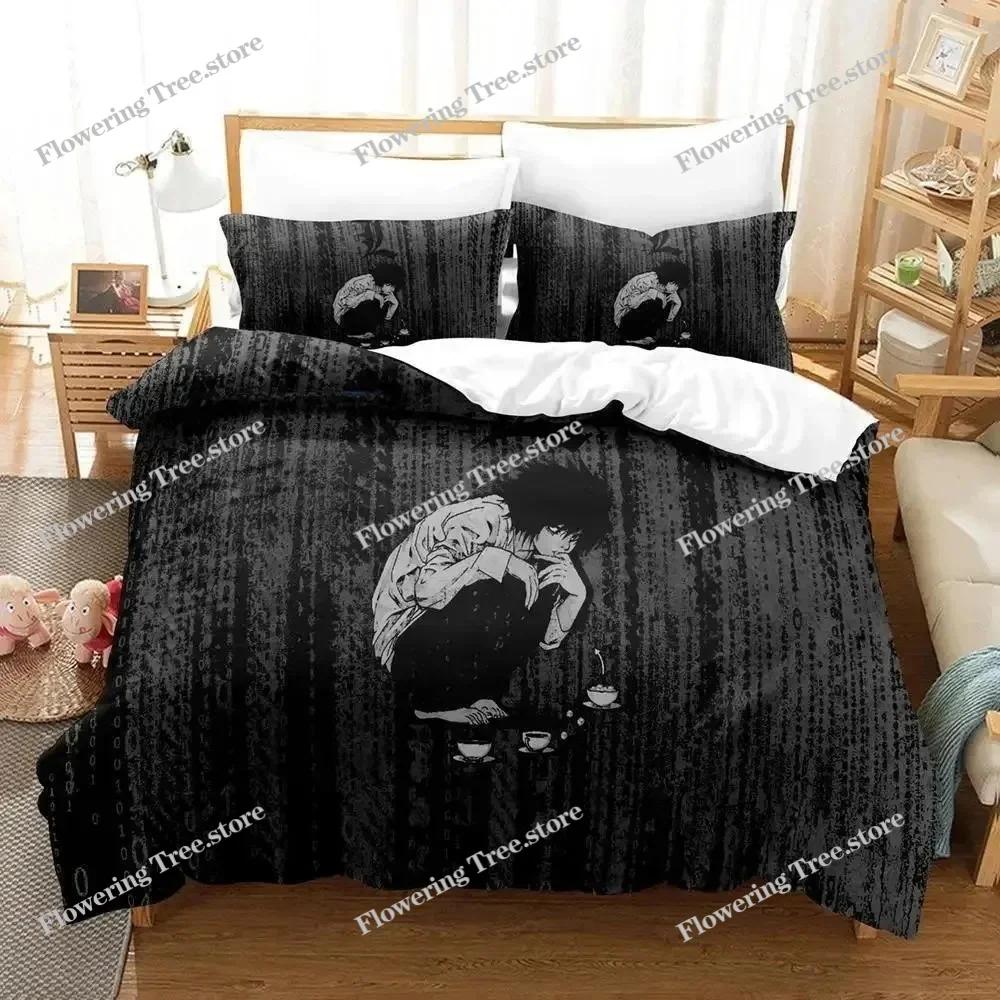 3D New Death Note Bedding Set Single Twin Full Queen King Size Bed Set Adult Kid Bedroom Duvet cover Sets Anime Bed Sheet Set025