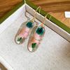 New Trendy Multicolor Clear Resin Geometrical Real Dye Flowers Drop Earrings for Women Real Gold Plated Copper Jewelry