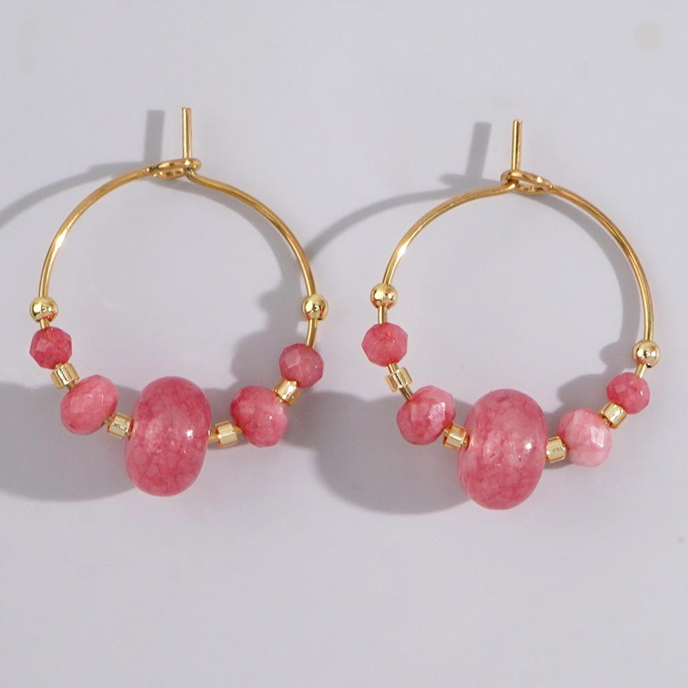 High-End Aventurine Abacus Bead Earrings for Women