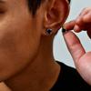Stylish Geometric Round Stud Earrings for Men Boys, Black Agate Tiger Eye Natural Stone Earrings, Fashion Daily Jewelry Gift