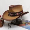 Western Cowboy Hat Women'S Embroidery Shade Straw Hat Ethnic Style Outdoor Jazz Hat