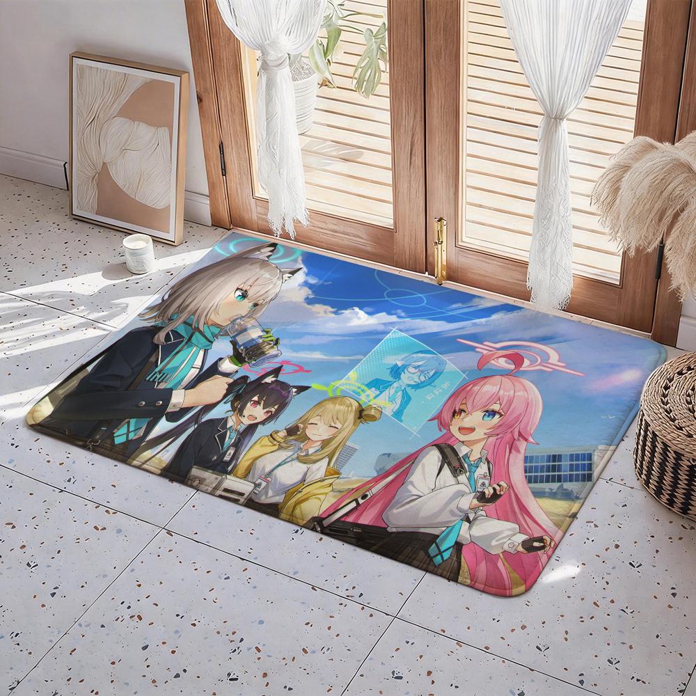Game G Blue Archive Floor Mat Eco  Flannel Doormat Non Slip Odorless Indoor Floor Rug Soft Short Plush Home Mat