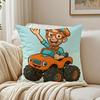 Educational Cartoon AABC Blippiing Cushion Cover Linen Pillowcase Soft  for Sofa Bed Home Room Decor