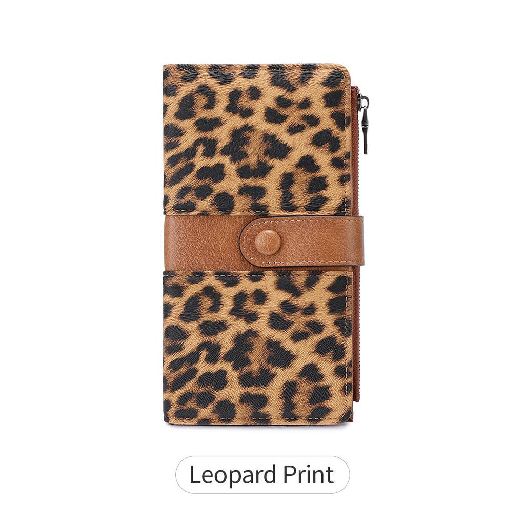 RFID anti-theft swiping ladies' long wallet retro multi-slot buckle wallet fashionable clutch