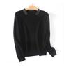 Small Lapel Fine Wool Knitted Pullover Sweater for Women - 2025 Autumn/Winter Collection, Solid Color, Loose Fit, Base Layer