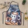 Cute Coffee Cup Print Kitchen Apron 3D Cartoon Latte Pattern Chef Cooking Bibs Linen Waterproof Baking Cafe Uniform Multi Sizes