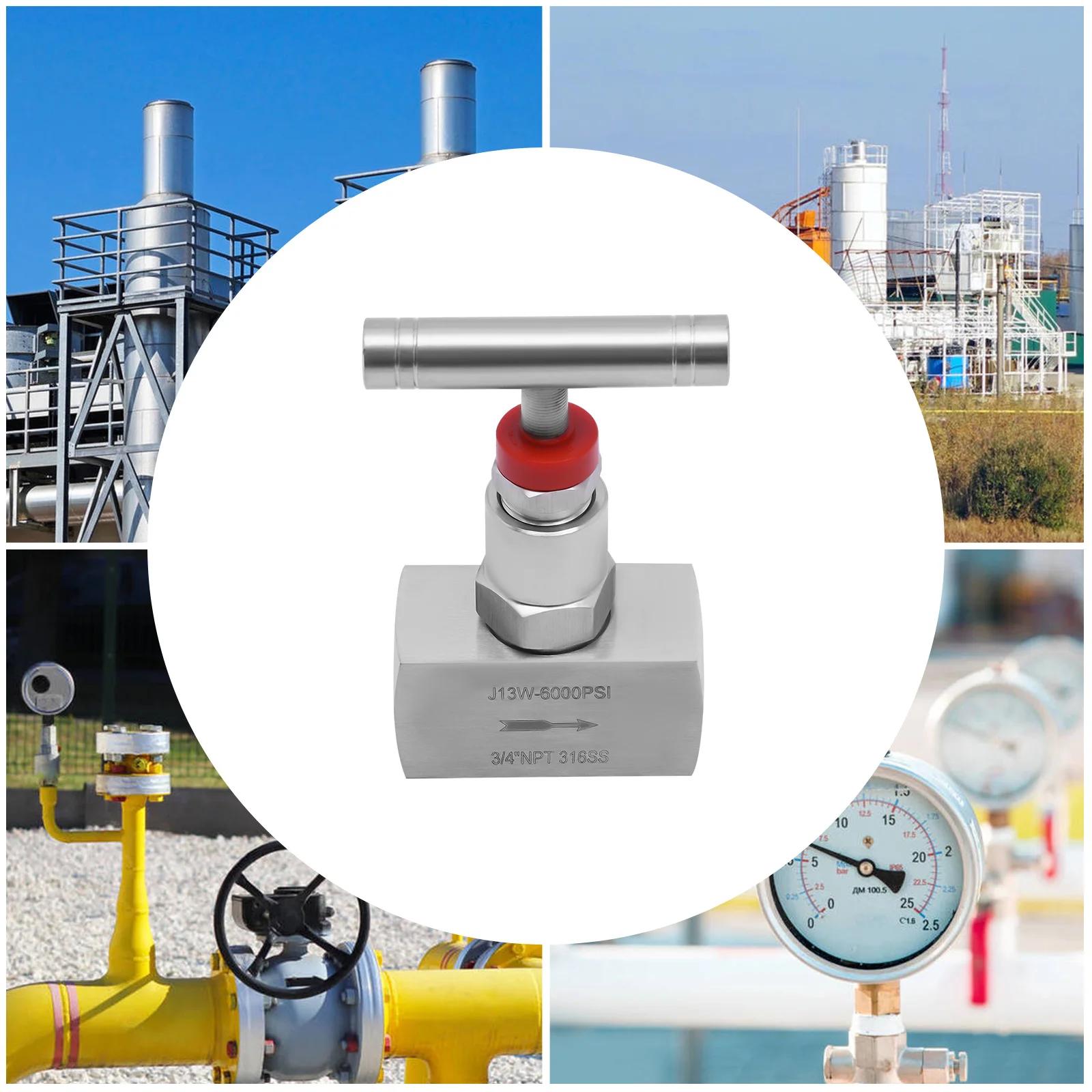 

3/4 NPT Stainless Steel 316 Straight Needle Valve, Leak-Proof Thread Hydraulic Flow Control Valve for Piping & Fluid Regulation срібний