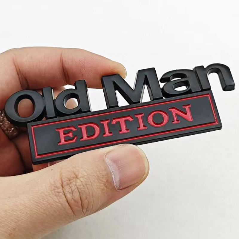 Old Man Edition 3D Emblem Sticker Badge Fender Funny Decals Car Truck Replacement Door Decoration for Universal Car SUV