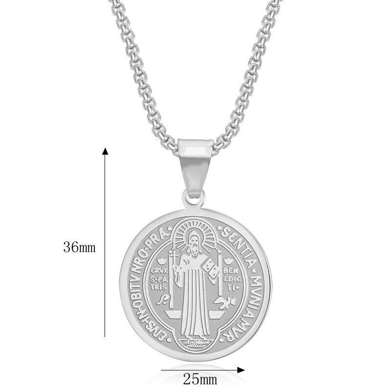316L Stainless Steel Saint Benedict Pendant Necklace For Men Women Religious Medal Accessories