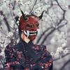 BEPAN Prajna Mask Demon Japanese Ghost Warrior Blue-faced Shura Ninja Full-face Script Kill Prop Male Halloween Costume