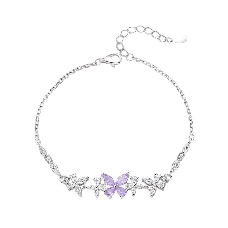 Tichya Wisteria Butterfly Bracelet: S925 Sterling Silver, Forest Style, Light Luxury, with Cubic Zirconia - Exquisite for Women.