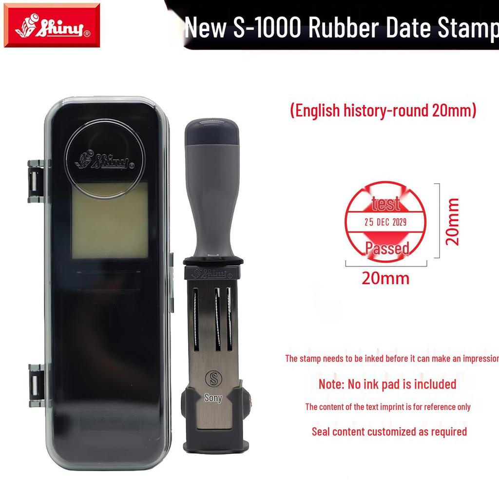 Adjustable Date & Custom Name Rubber Stamp - Shiny Dial, Personalized & Handmade Engraving