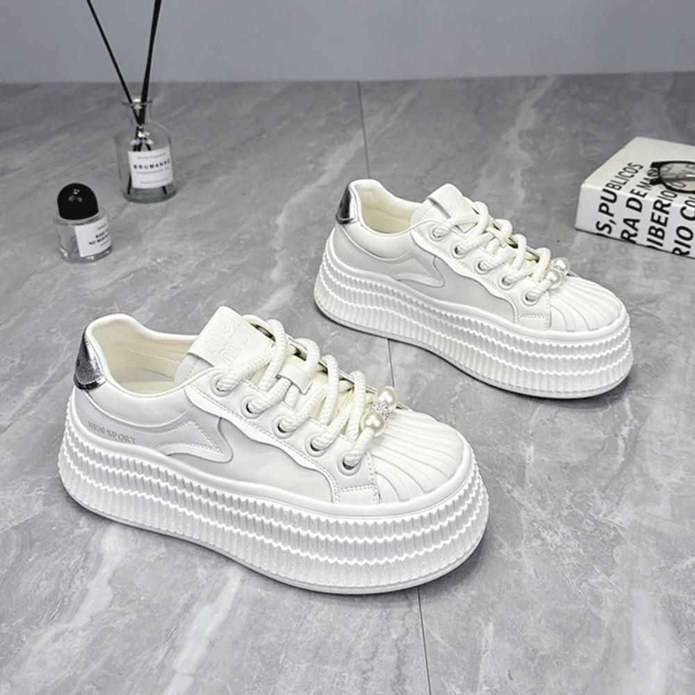 Shoes Casual Female Sneakers 2024 Women's Clogs Platform Modis Sports Creepers Small New Breathable Leisure Lace-Up