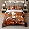 Horse Theme Custom Text Or Name 3Pcs Bedding Set 1 Flat Sheet & 2 Pillowcases Personalized Home Bedding