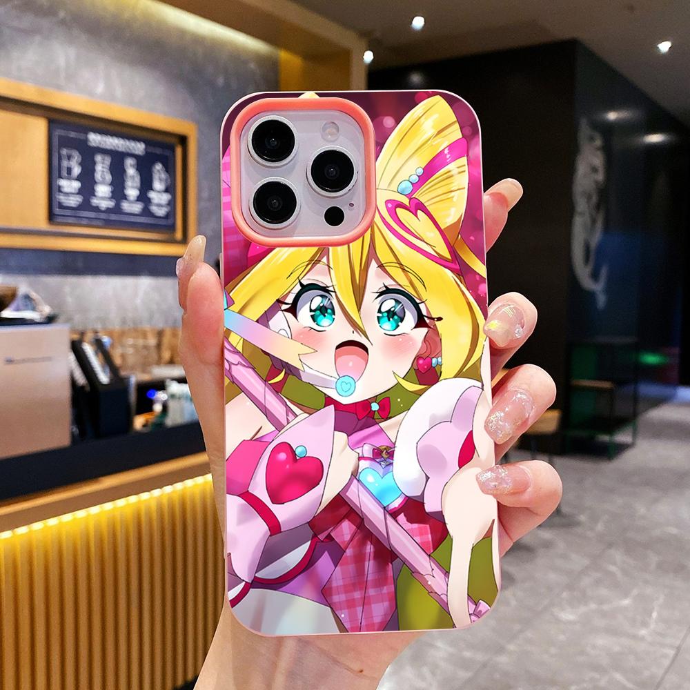 Sakura Uta Cure Idol Jelly Doppelschicht Rosa Handyhülle für iPhone 17 16 15 14 13 12 11 Air Pro Max Plus Schutz