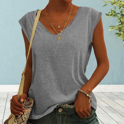 Letnia koszulka w jednolitym kolorze V Neck Loose Lady Top Odporna na zużycie Wygodna
