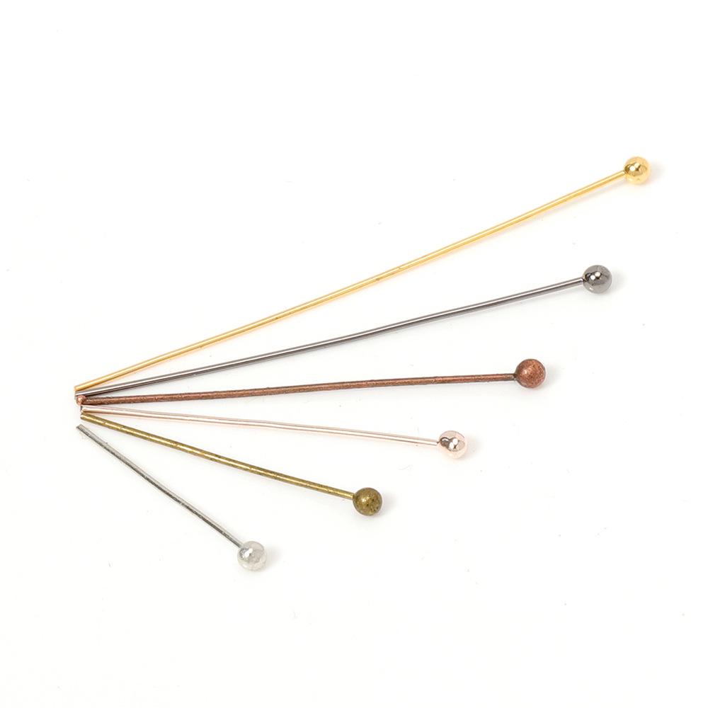 Handmade Copper Beaded Stud Earrings - Rustproof Ear Jewelry with Round Beads and Head Pins