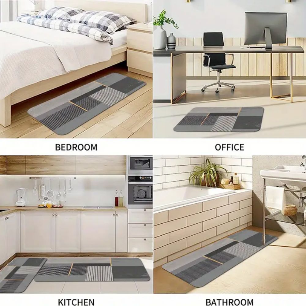 VIKAMA 2pcs Kitchen Carpet, Marble Patchwork Pattern Mat, Anti-Slip, Suitable For Bedroom, Kitchen And Bathroom Entrance Mat
