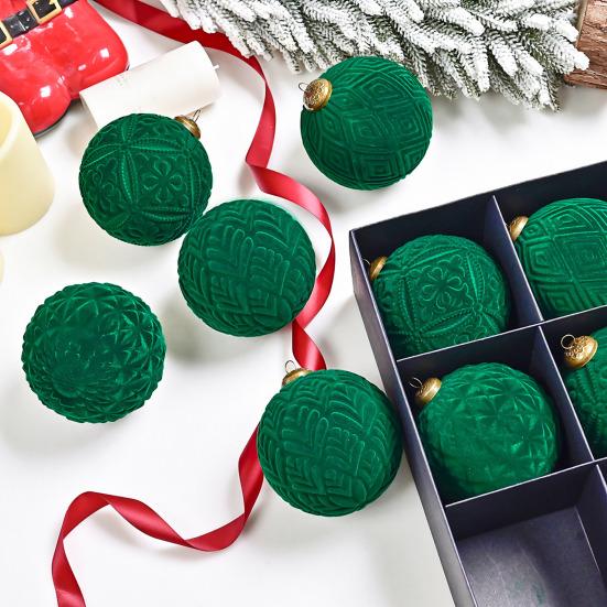 9Pcs Velvet Christmas Ball Ornaments Retro Shatterproof Baubles Elegant Winter Holiday Decorations for Home Indoor Outdoor Celebration