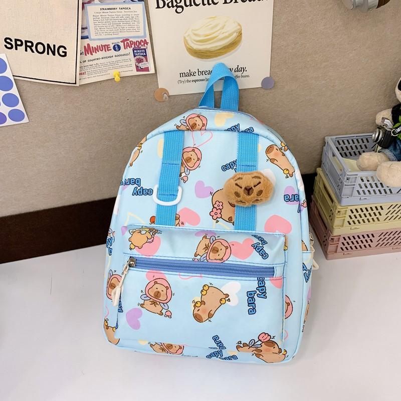 Children'S Backpack Kindergarten Elementary School Bag Three-Dimensional Plush Kapibara Doll Boys And Girls Backpack