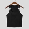 Moda Hombre Camisetas sin Mangas Cuello Redondo Color Sólido sin Mangas Bolsillos Tirantes Chalecos Hombre Ajustado Ropa de Calle Sexy Vacaciones Tops