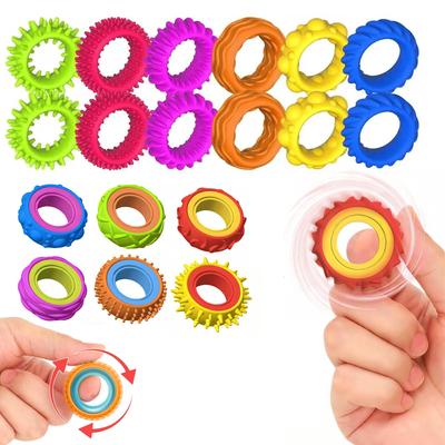 New Spinning Fidget Toys Children'S Silicone Sensory Ring Silicone Stress Relief Fidget Ring Toy For Adhd  Kids