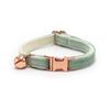 Adjustable White Tea Velvet Cat Collar with Bell - Cute & Comfy Pet Collar