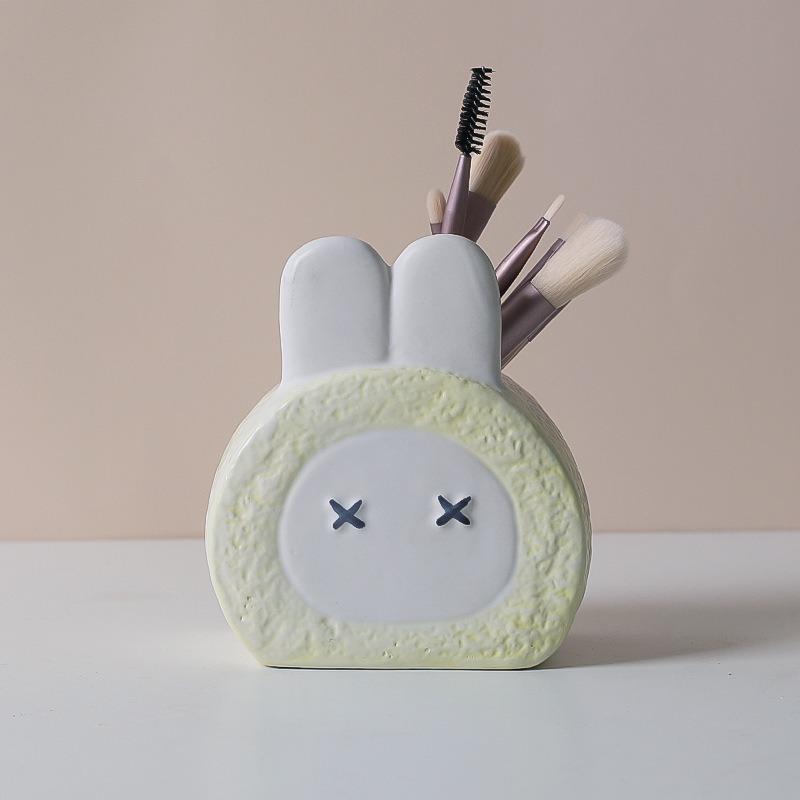 Cute Cartoon Creative Ceramic Oblique Insert Pen Holder Desktop Storage Organizer