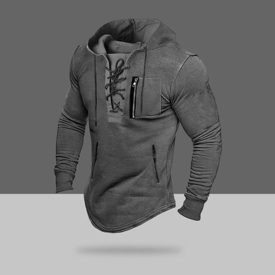Muži Podzim Jaro Top Šněrování Šňůrka Jednobarevné Dlouhý rukáv Kapsy na zip Pulovr Streetwear Soft Breathale Muži Mikina střední délky