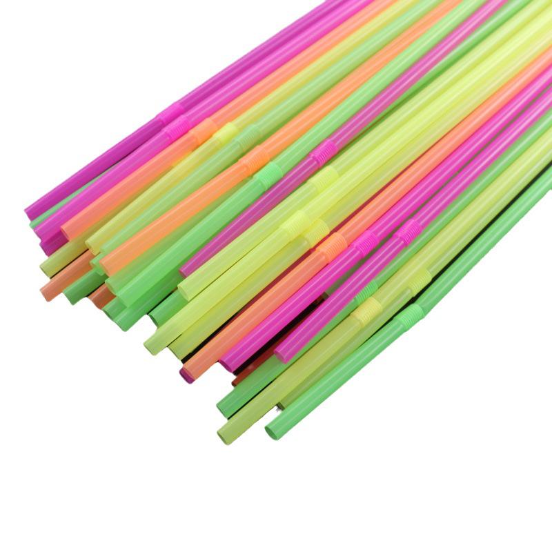 Colored Bendable Plastic Drink Straws, 100 Pieces, Food-Grade PP, Black, Suitable for Soy Milk.