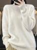2023 Women's Korean Style Wave Knit Sweater: Thick, Solid Color Pullover with Half-High Neck