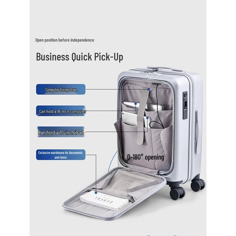 OIWAS Front-Opening Carry-On Luggage with USB Charging and Brake Wheels