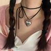 Heart Pendant Choker Necklace Neck Chain Adjustable Length Neckchain Fashionable Neckwear Jewelry Y2K Accessory Gift