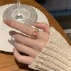 Pink Love Zirconia Open Ring Female Teenage Girl Department Niche Premium Sense Stackable Pair Ring Adjustable Finger Ring Everyday Dainty Ring