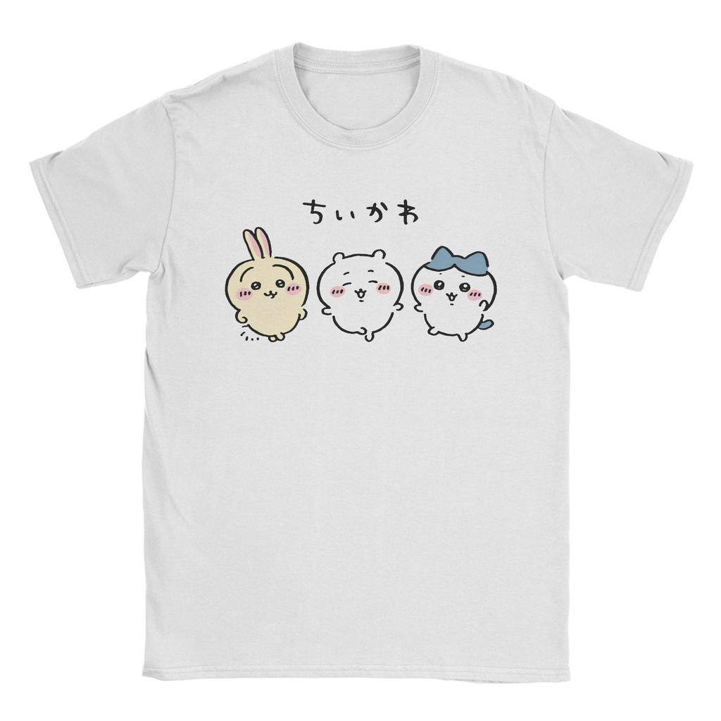 Copkfegf Chiikawa T-Shirt Men's Cotton Tops Hip Hop  Crewneck Short Sleeve