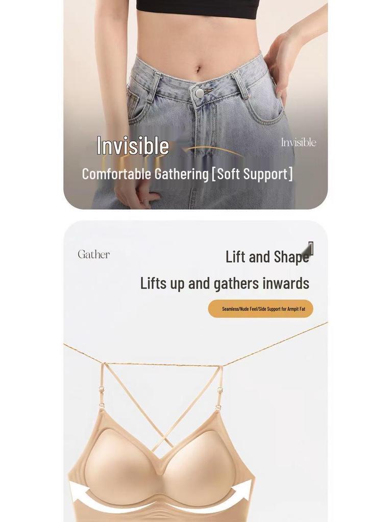 Seamless Wireless Jelly Bra with Breathable Thin Straps for Women's Back Support
