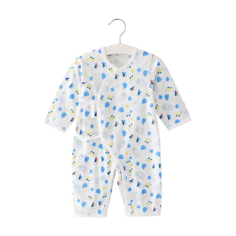 Adjustable Cotton Baby Jumpsuit: Newborn Thin Sleeveless Bodysuit & Long Sleeve Monk Suit 59cm