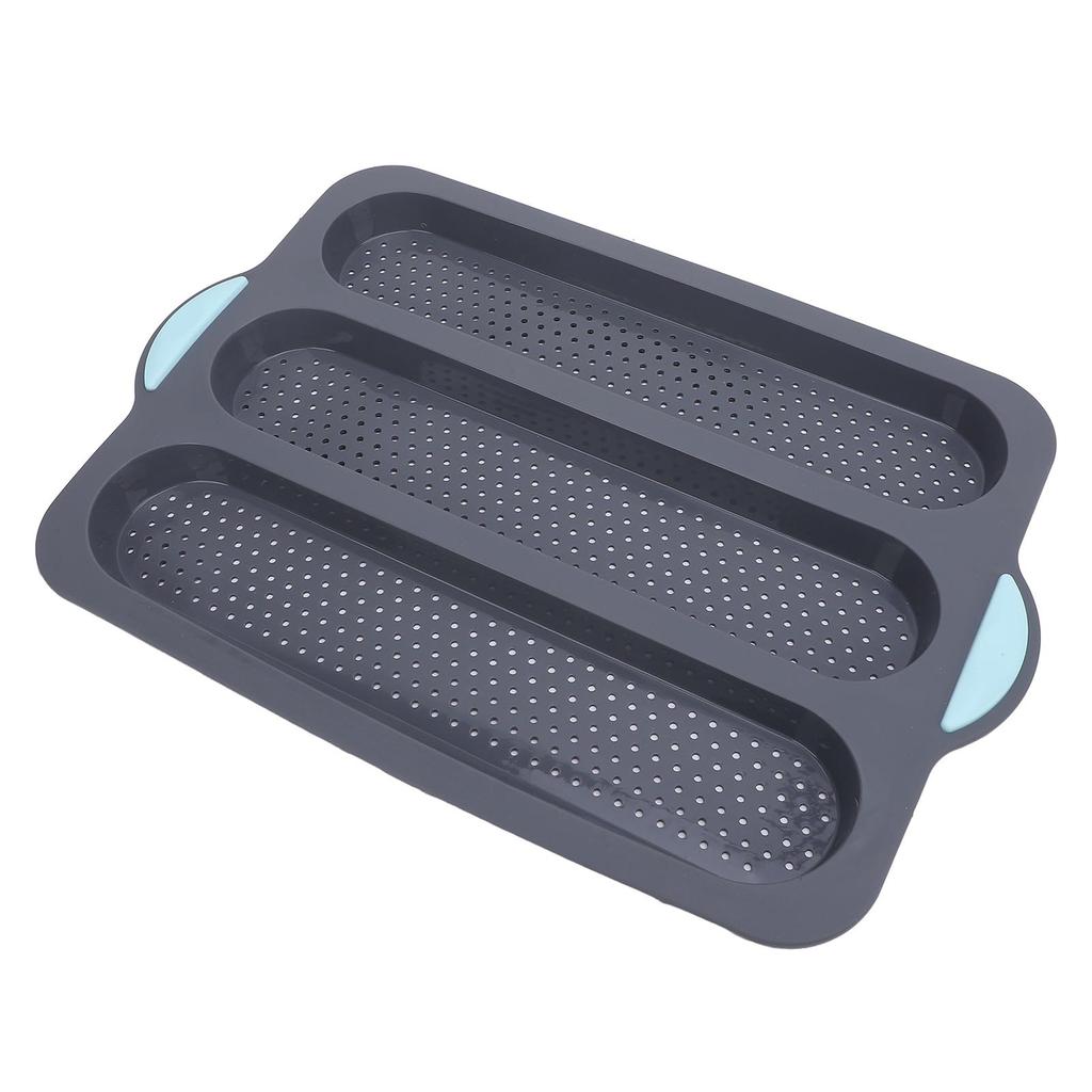 Silicone Bread Pan Nonstick Heat Resistant Perforated French Bread Baking Pan Cake Pan with Anti Slip Handles