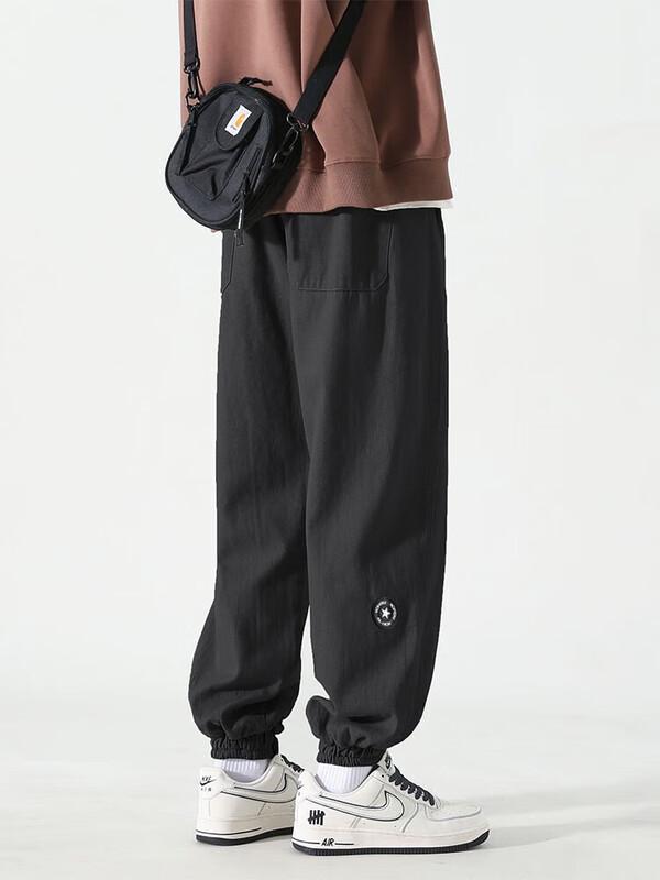 Dingfengbaoluo Men's Japanese Style Loose Fit Workwear Jogger Pants