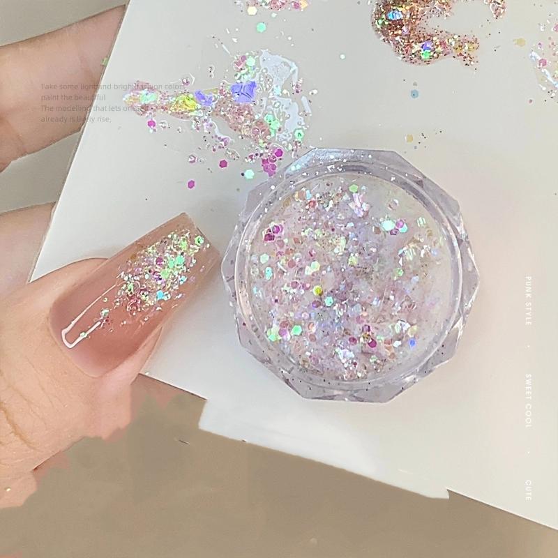 4Jars/Set Mermaid Sparkle Nail Art Glitter Ultra-Thin Laser Flakes Holographic Sequins Irregular Loose Nail Art Dust Accessories