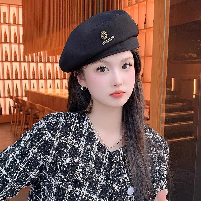 Woolen Beret Woman Shows Face Small Autumn and Winter Baby Bear Retro Cartoon Fashionable Temperament Painter Hat Woman