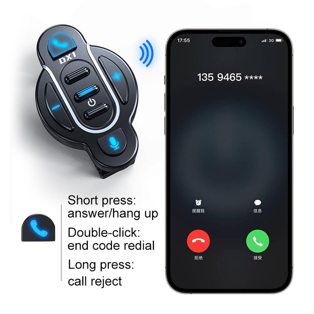 Guidon de moto télécommande casque sans fil casque bouton à distance Bluetooth Kit mains libres téléphone médias télécommande