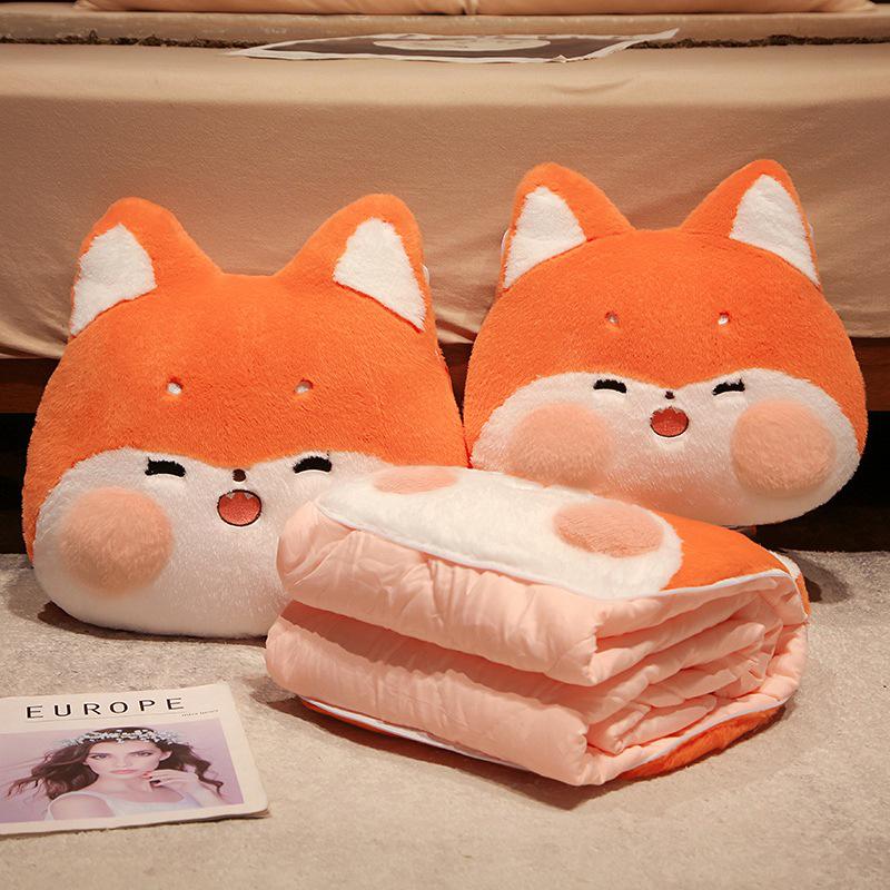 Adorable Rabbit 3-in-1 Air Conditioning Blanket, Throw Pillow, and Nap Pillow for Stomach Sleeping