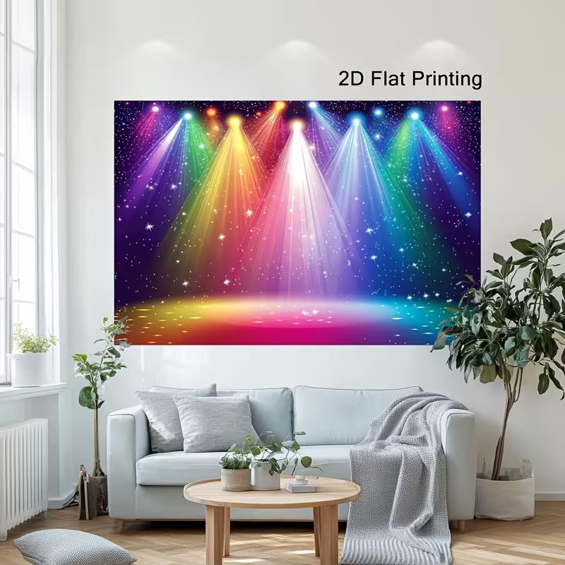 Rainbow Stage Spotlight Photo Booth Background, Starry Light Curtain Backdrop for Music Performances